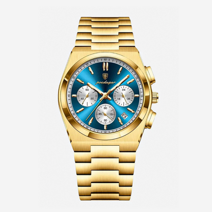 Logan | Sleek Steel Finish Modern Chronograph Build Watch | 40mm