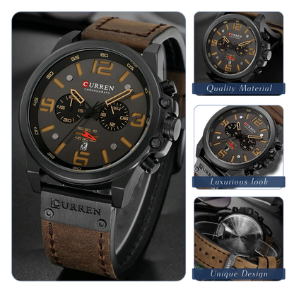 Isaac | Men's Retro Leather Wrist Watch | 45mm