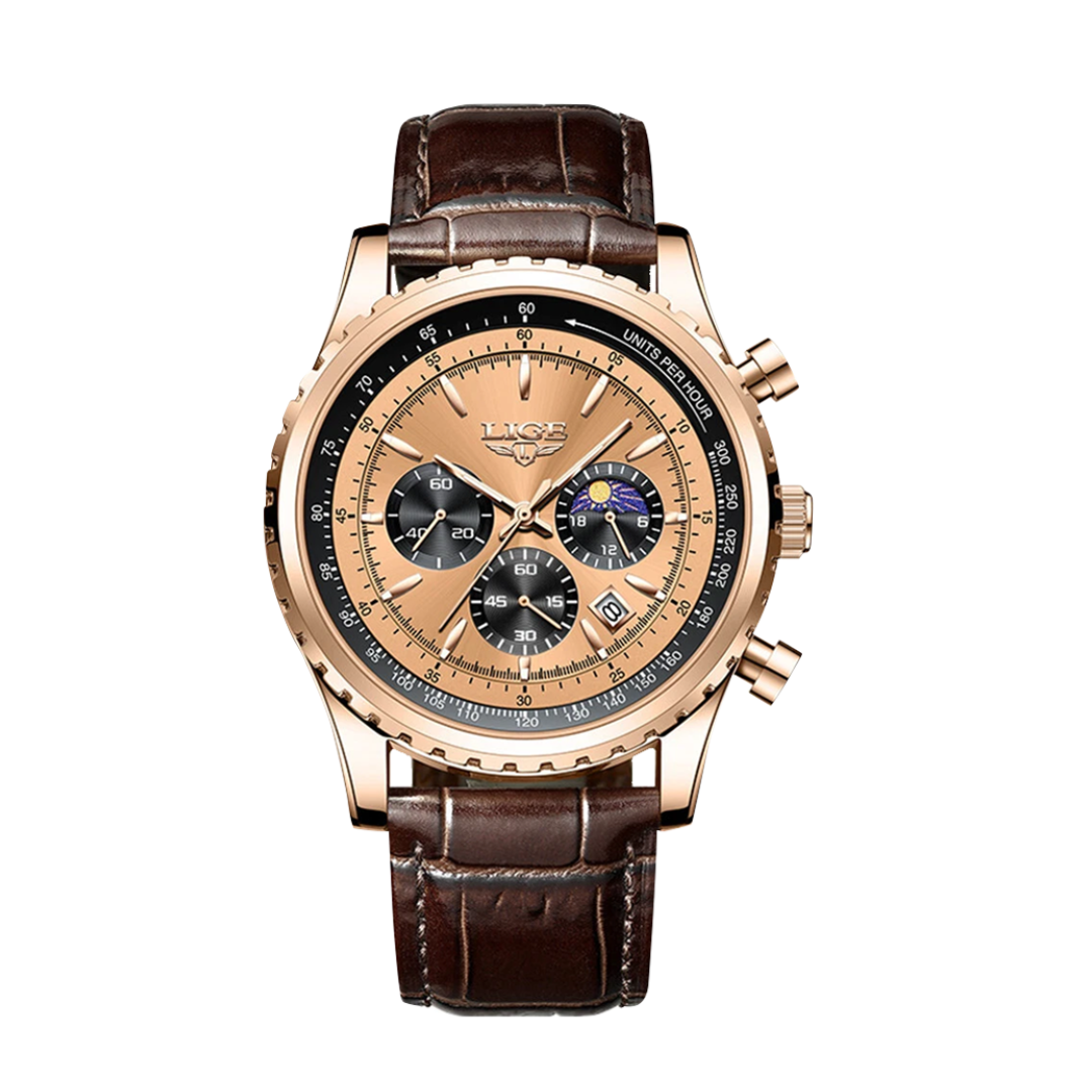 Leo | Elegant Chronograph Moon Phase Watch| 46mm