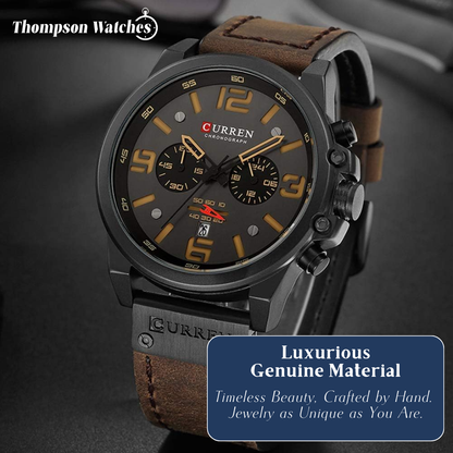 Isaac | Men's Retro Leather Wrist Watch | 45mm