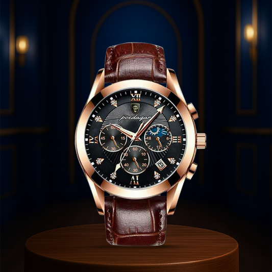 Darian | Classic Textured Leather Strap Watch | 39mm