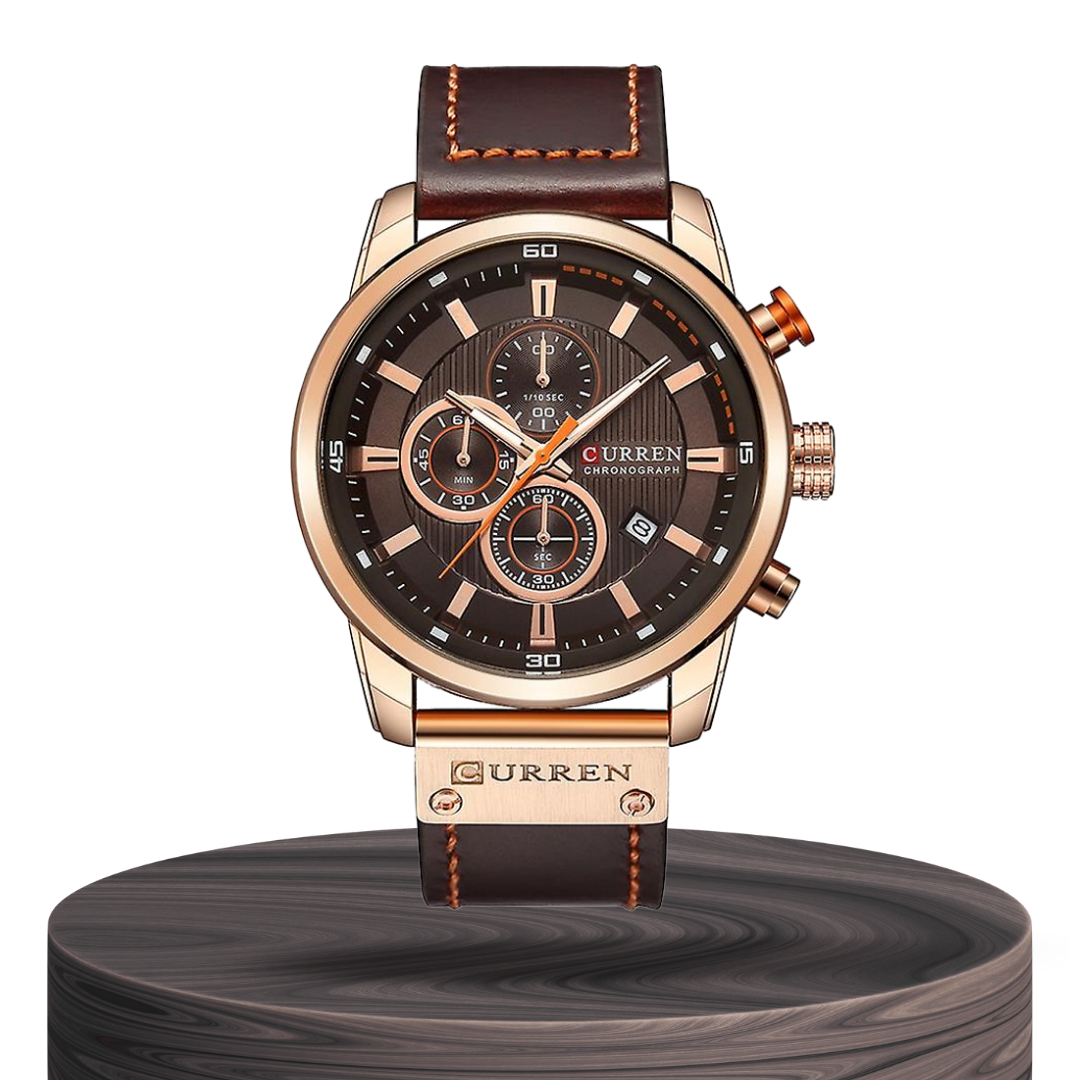 Jacob | Stylish Men’s Chronograph Watch with Brown Leather Strap | 46mm