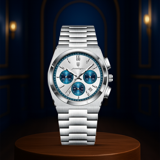 Logan | Sleek Steel Finish Modern Chronograph Build Watch | 40mm