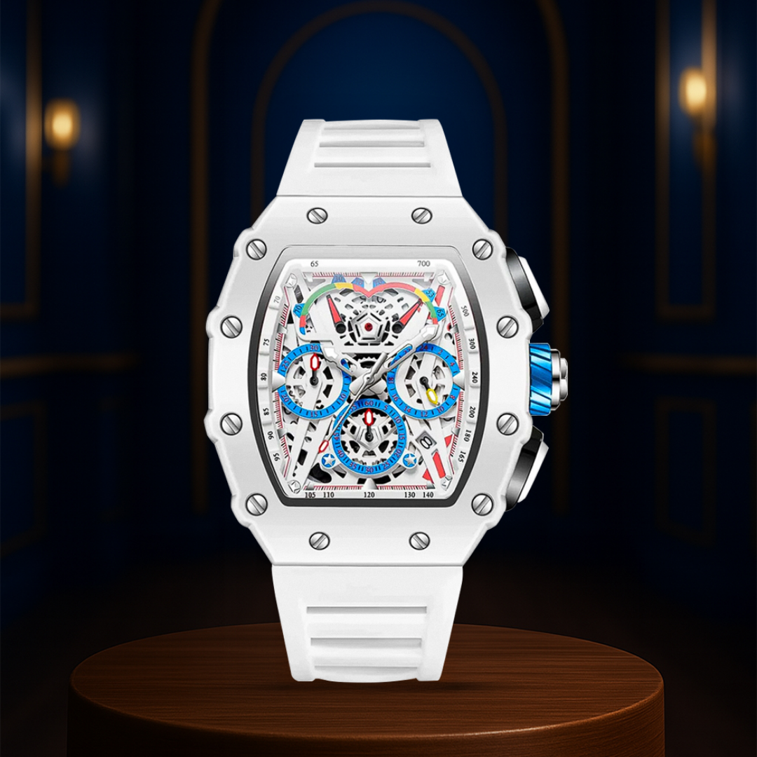 Cairo | Color-Popped Skeleton Dial Futuristic Watch | 41mm