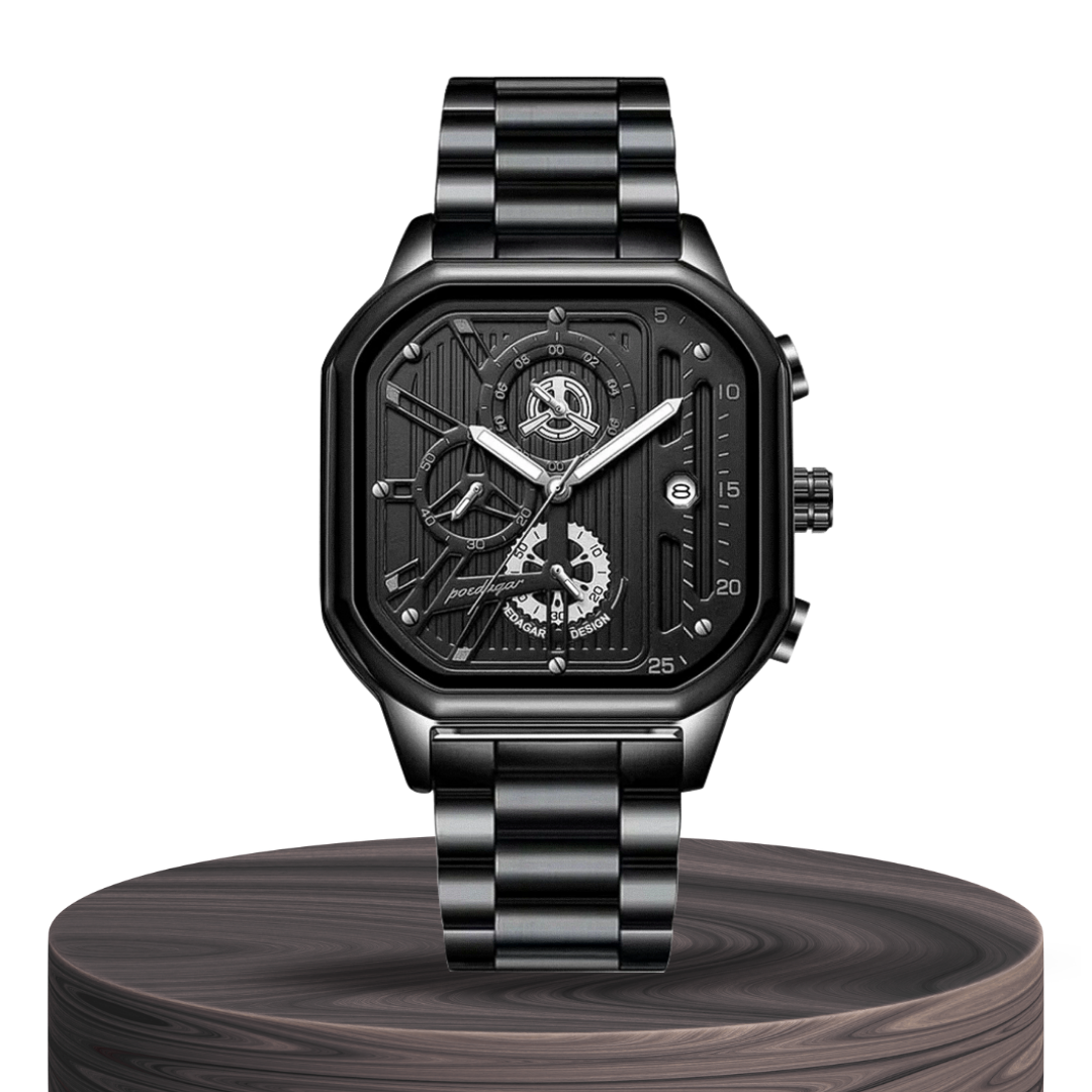 Orion | Industrial-Inspired Bold All-Black Geometric Case Watch | 41mm