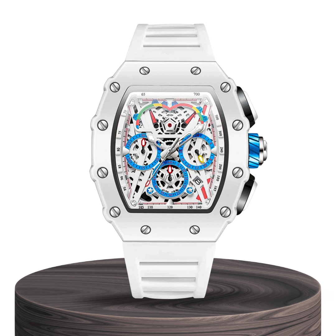Cairo | Color-Popped Skeleton Dial Futuristic Watch | 41mm