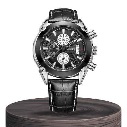 Jaxon | Sophisticated Leather Finish Bold Chronograph Watch | 47mm