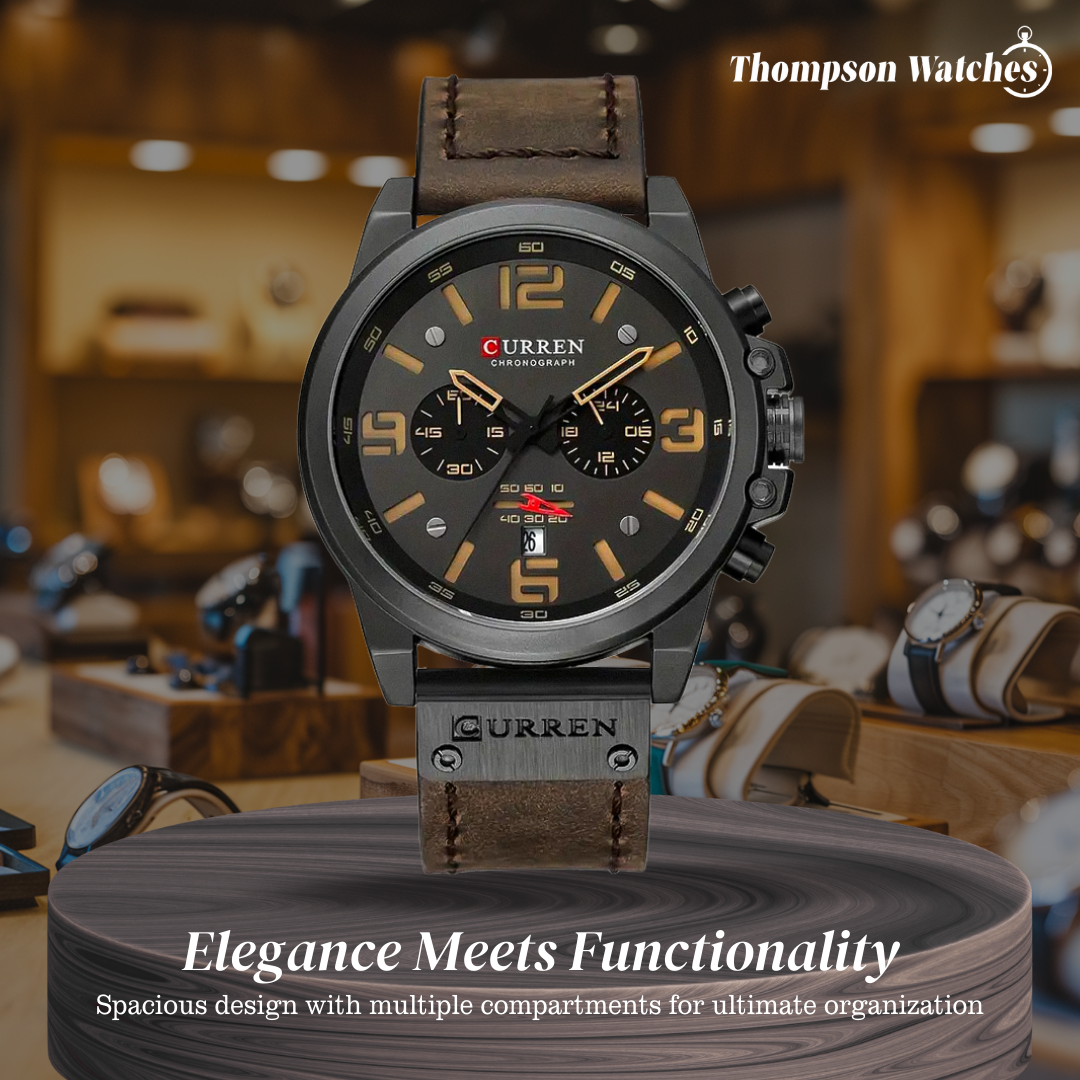 Isaac | Men's Retro Leather Wrist Watch | 45mm