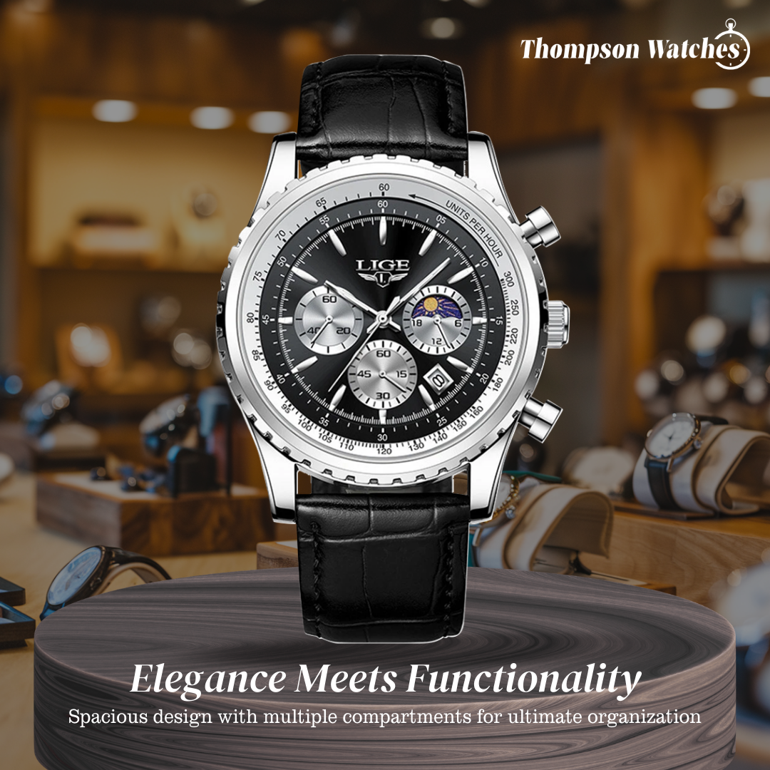 Leo | Elegant Chronograph Moon Phase Watch| 46mm