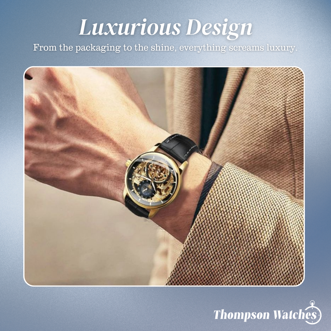 Blake | Mechanical Skeleton Watch with Moon Phase Display | 44mm