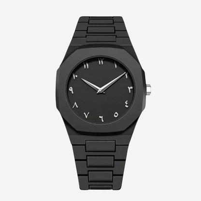 Zain | Distinct Arabic Numerals Bold All-Black Minimalism Watch | 44mm