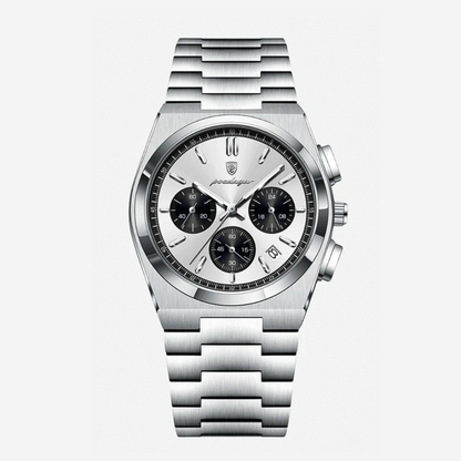 Logan | Sleek Steel Finish Modern Chronograph Build Watch | 40mm