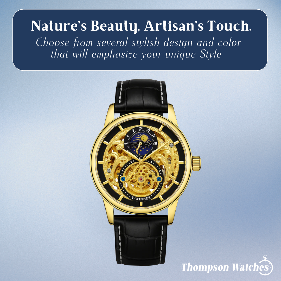 Blake | Mechanical Skeleton Watch with Moon Phase Display | 44mm