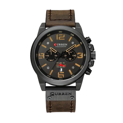 Isaac | Men's Retro Leather Wrist Watch | 45mm