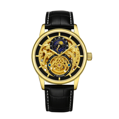 Blake | Mechanical Skeleton Watch with Moon Phase Display | 44mm