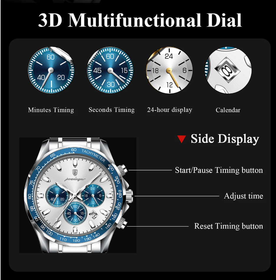 Zane | Sleek Sports Dial Statement Chrono Watch | 44.5mm