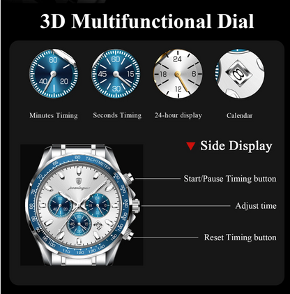 Zane | Sleek Sports Dial Statement Chrono Watch | 44.5mm