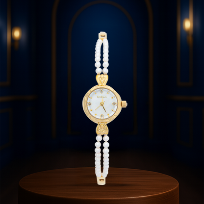 Elisara | Gold Pearl Bracelet Women’s Watch| 32 mm