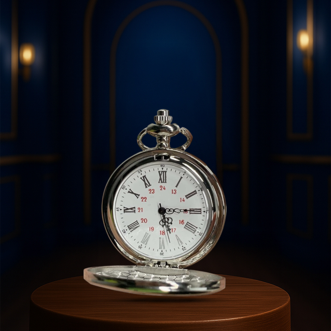 Luther | Classic Silver Pocket Watch | 45mm