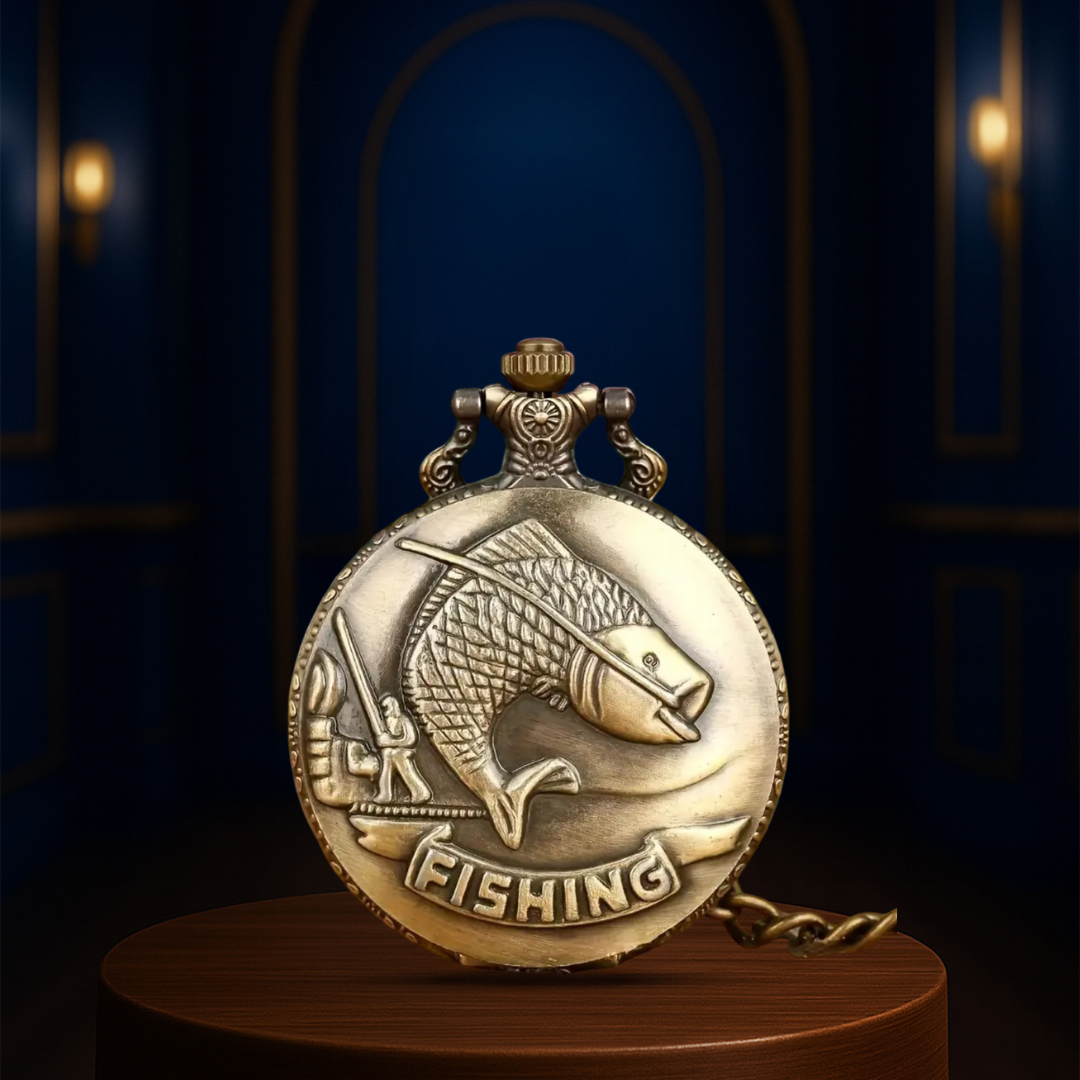 Brooke | Vintage Fishing Scene Pocket Watch | 45mm