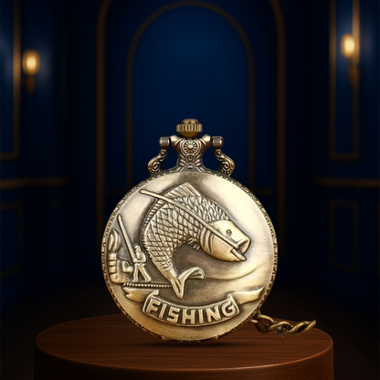 Brooke | Vintage Fishing Scene Pocket Watch | 45mm