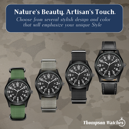 Nicolas | Luminous Field Watch with Tactical Strap | 41mm