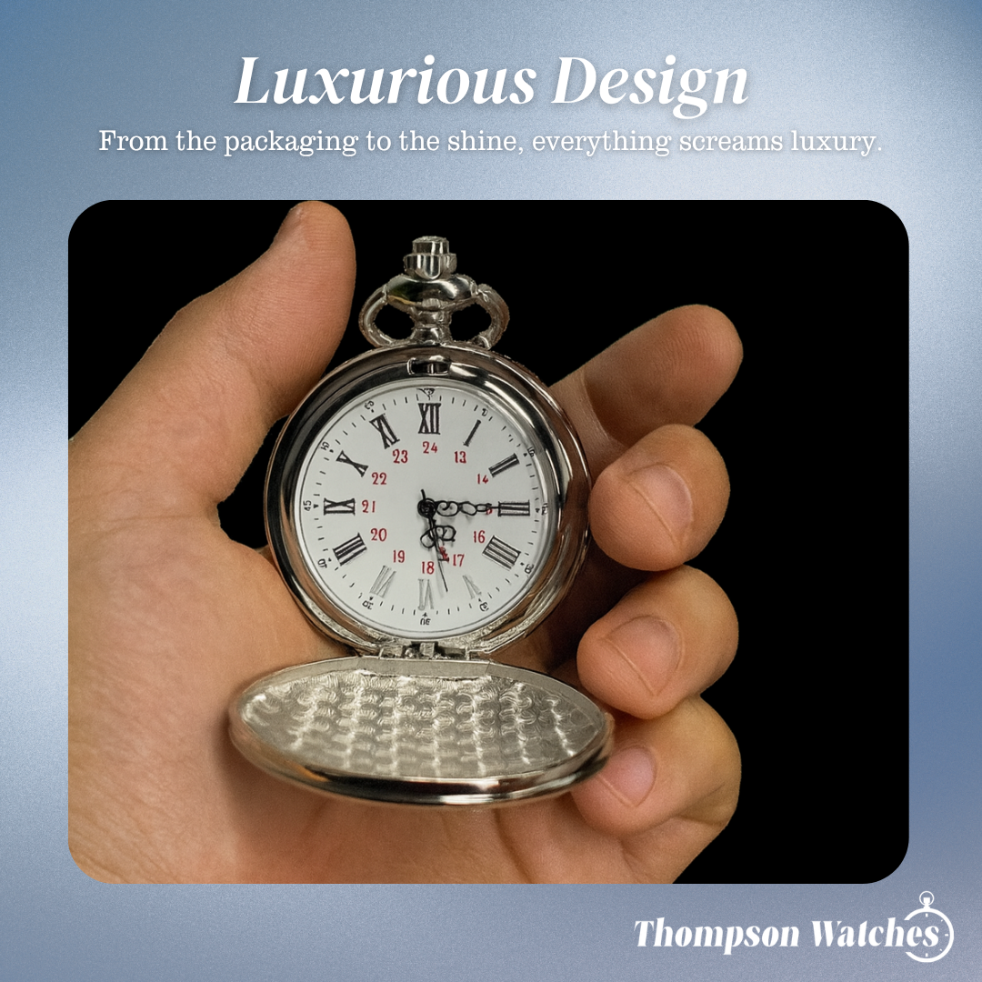 Luther | Classic Silver Pocket Watch | 45mm