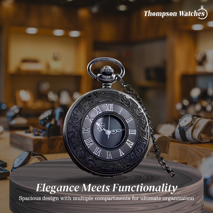 Russo | Roman Numeral Ornate Pocket Watch | 45mm