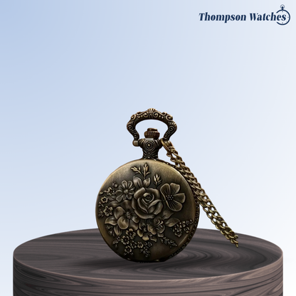 Cornet | Bronze Floral Embossed Pocket Watch | 45mm