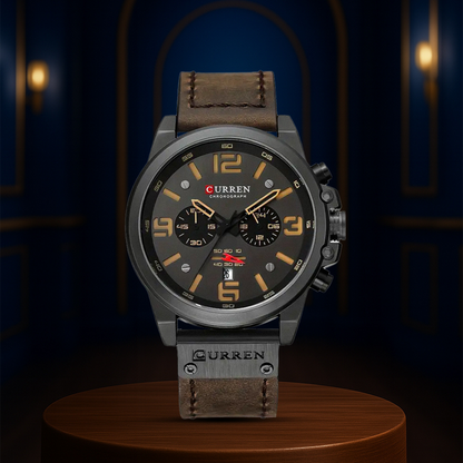 Isaac | Men's Retro Leather Wrist Watch | 45mm