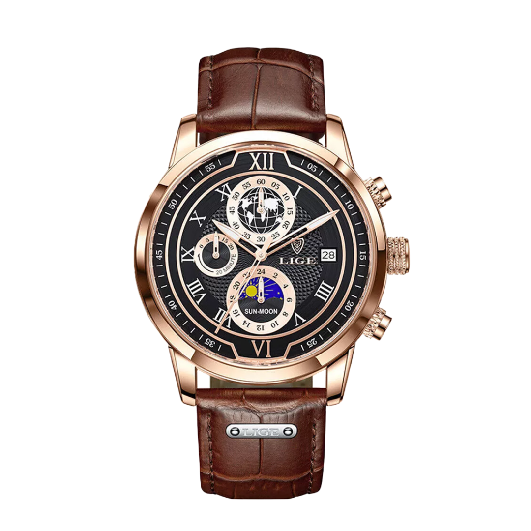 Liam | Celestial World-Time Leather Watch | 43mm