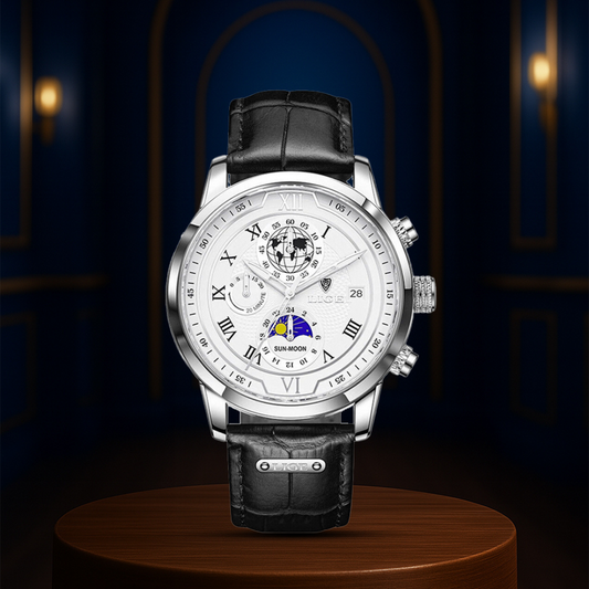 Liam | Celestial World-Time Leather Watch | 43mm