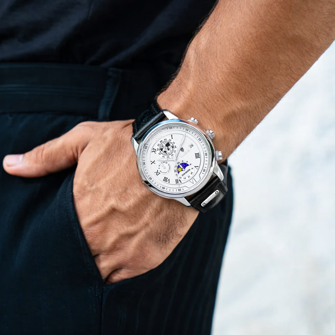Liam | Celestial World-Time Leather Watch | 43mm