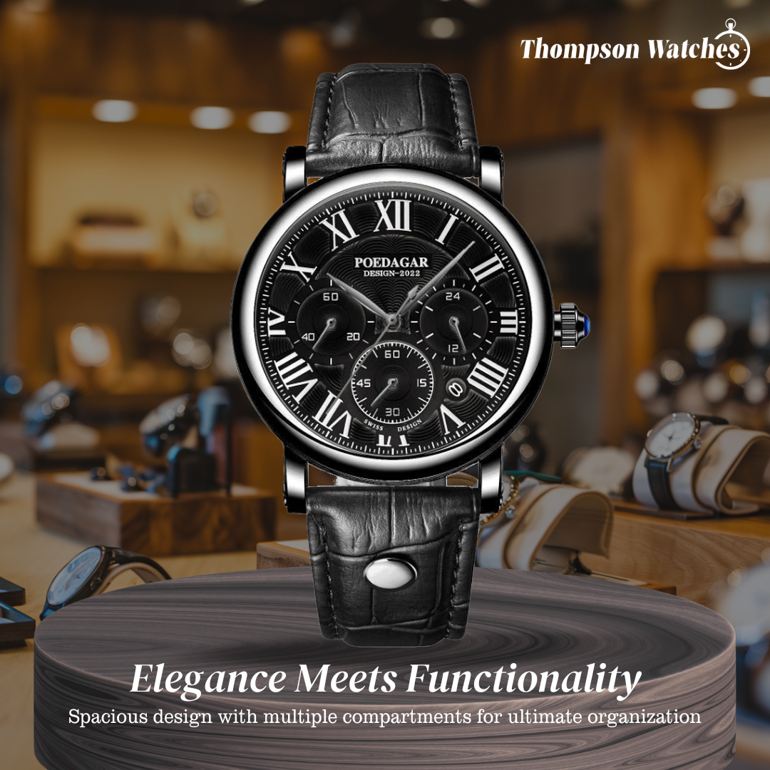 Lucas | Timed Precision Leather Chronograph Watch | 40mm