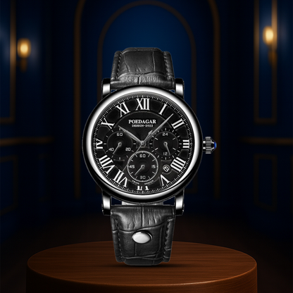 Lucas | Timed Precision Leather Chronograph Watch | 40mm