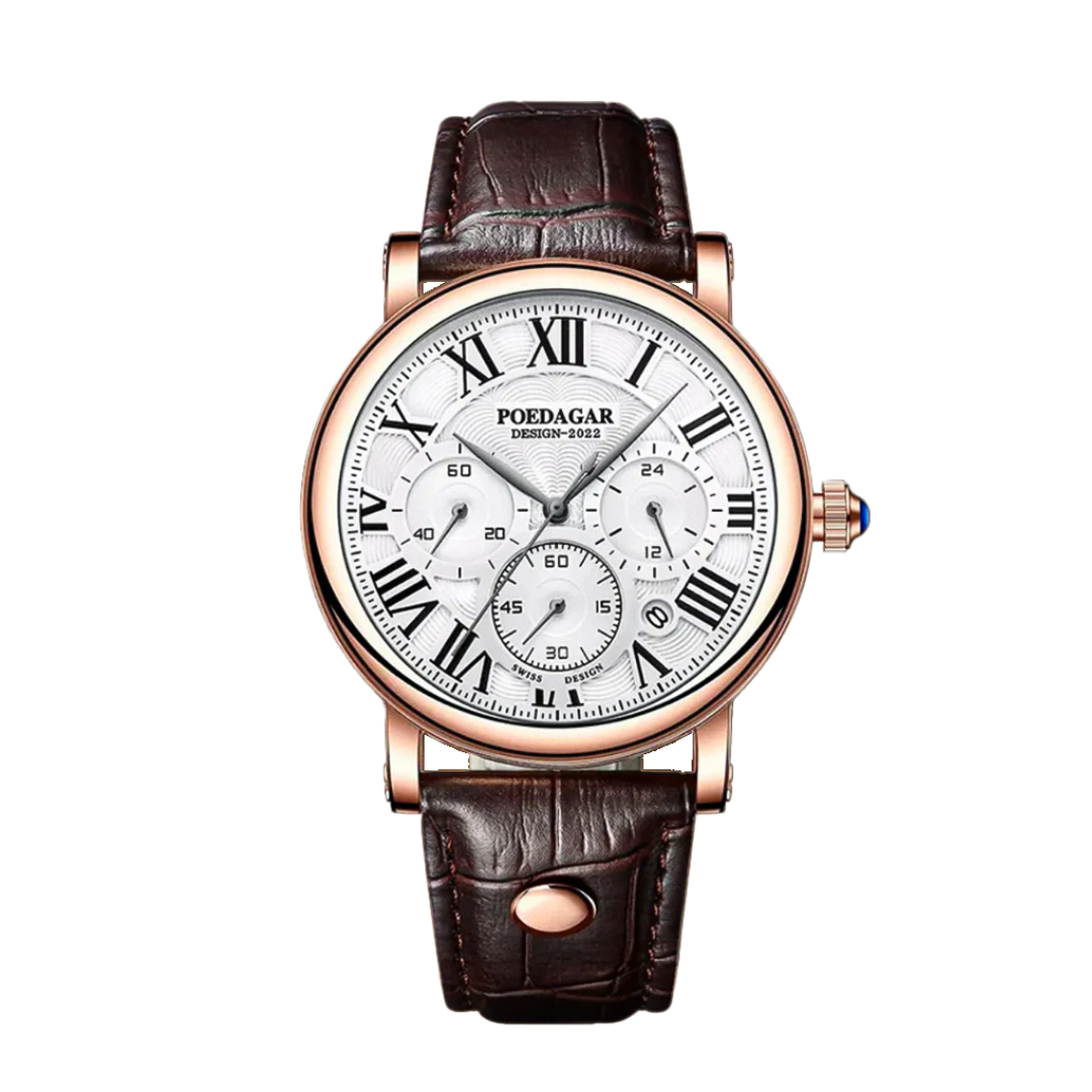 Lucas | Timed Precision Leather Chronograph Watch | 40mm