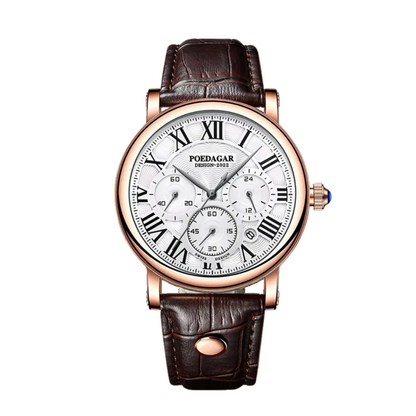 Lucas | Timed Precision Leather Chronograph Watch | 40mm