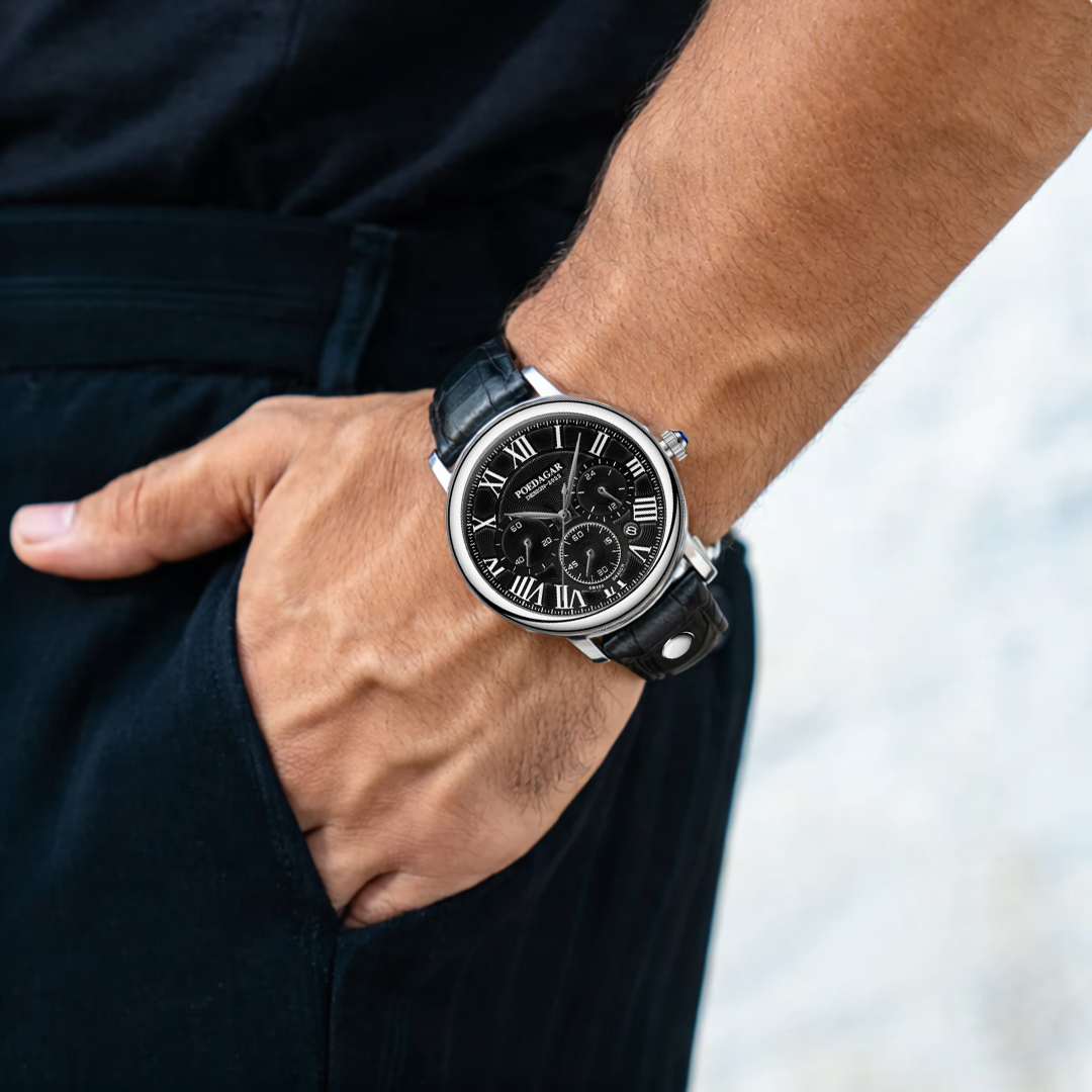Lucas | Timed Precision Leather Chronograph Watch | 40mm