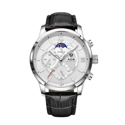 Ruben | Modern Moon Phase Leather Watch | 43mm