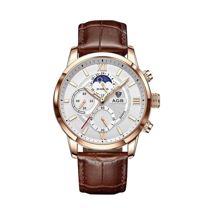 Ruben | Modern Moon Phase Leather Watch | 43mm