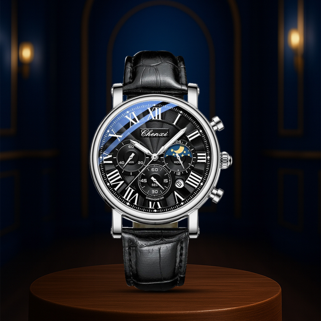 Gregory | Chrono Lunar Leather Watch | 44mm